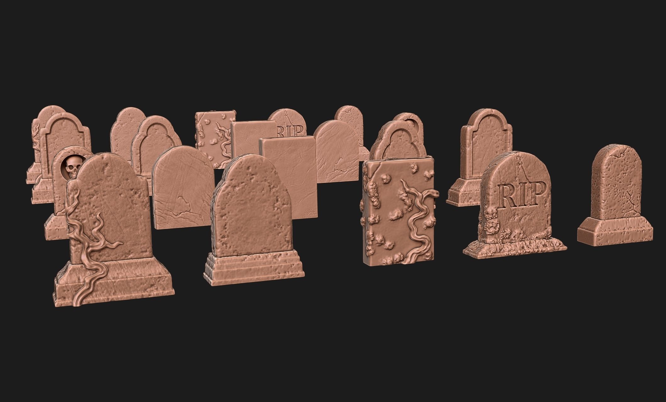 Tombstones-10 variants - 1-56 -28mm - Dioramas-Railway-Wargames Free 3D print model_8