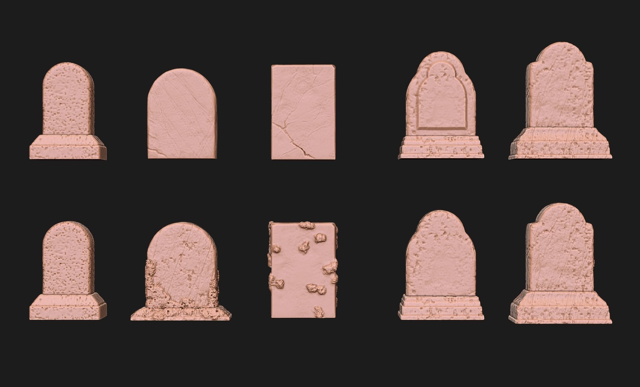 Tombstones-10 variants - 1-56 -28mm - Dioramas-Railway-Wargames Free 3D print model_10