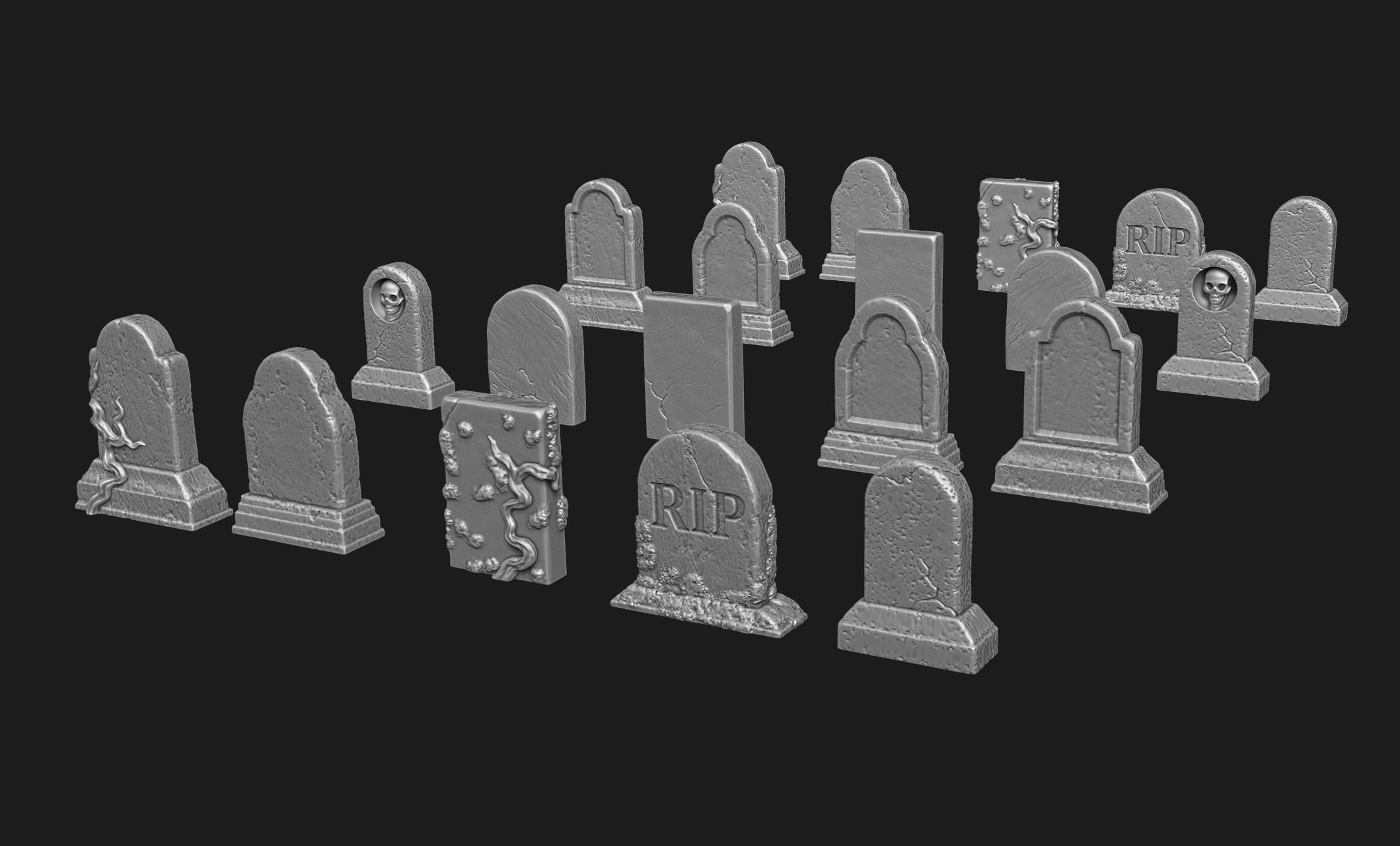 Tombstones-10 variants - 1-56 -28mm - Dioramas-Railway-Wargames Free 3D print model_4