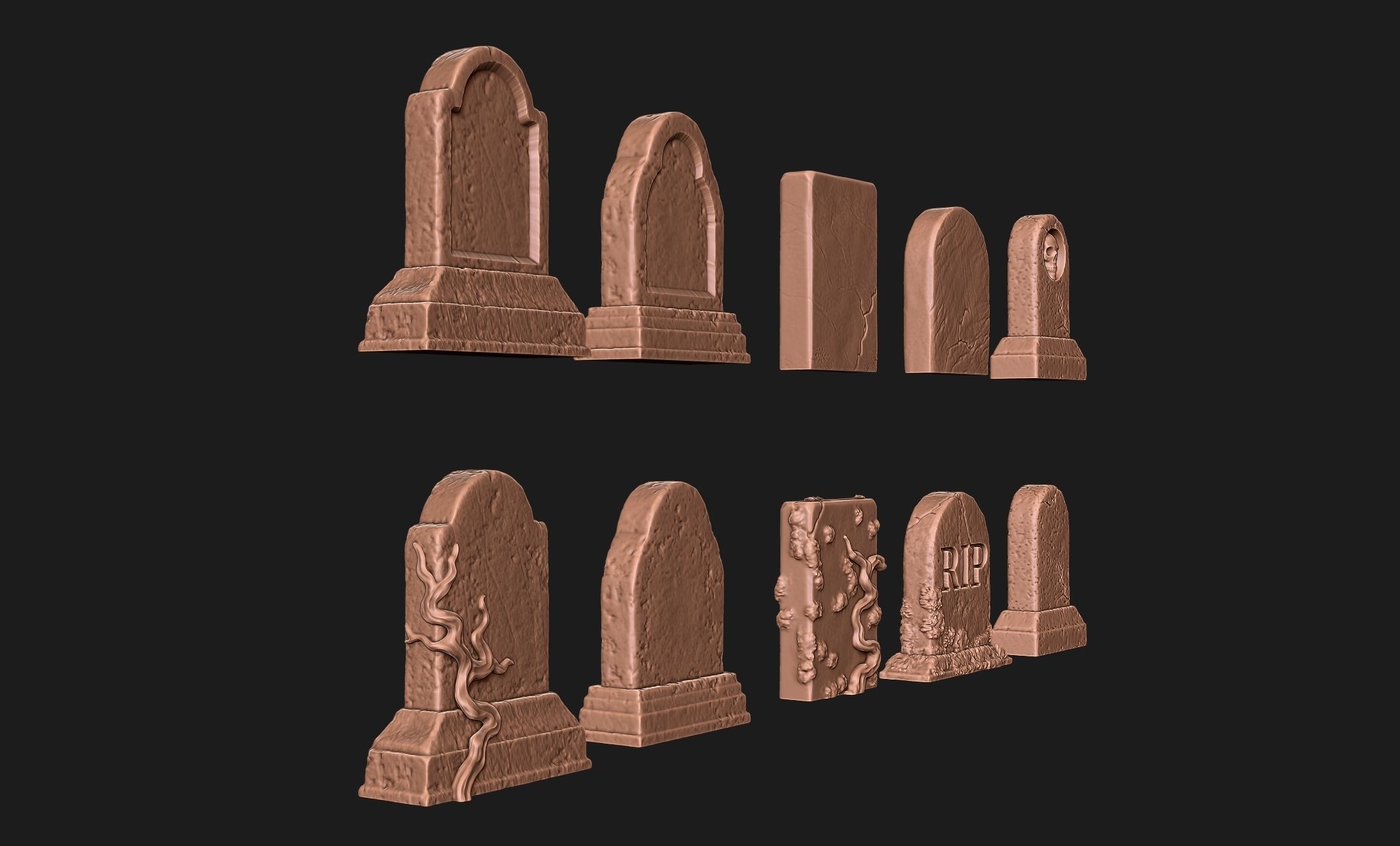Tombstones-10 variants - 1-56 -28mm - Dioramas-Railway-Wargames Free 3D print model_12