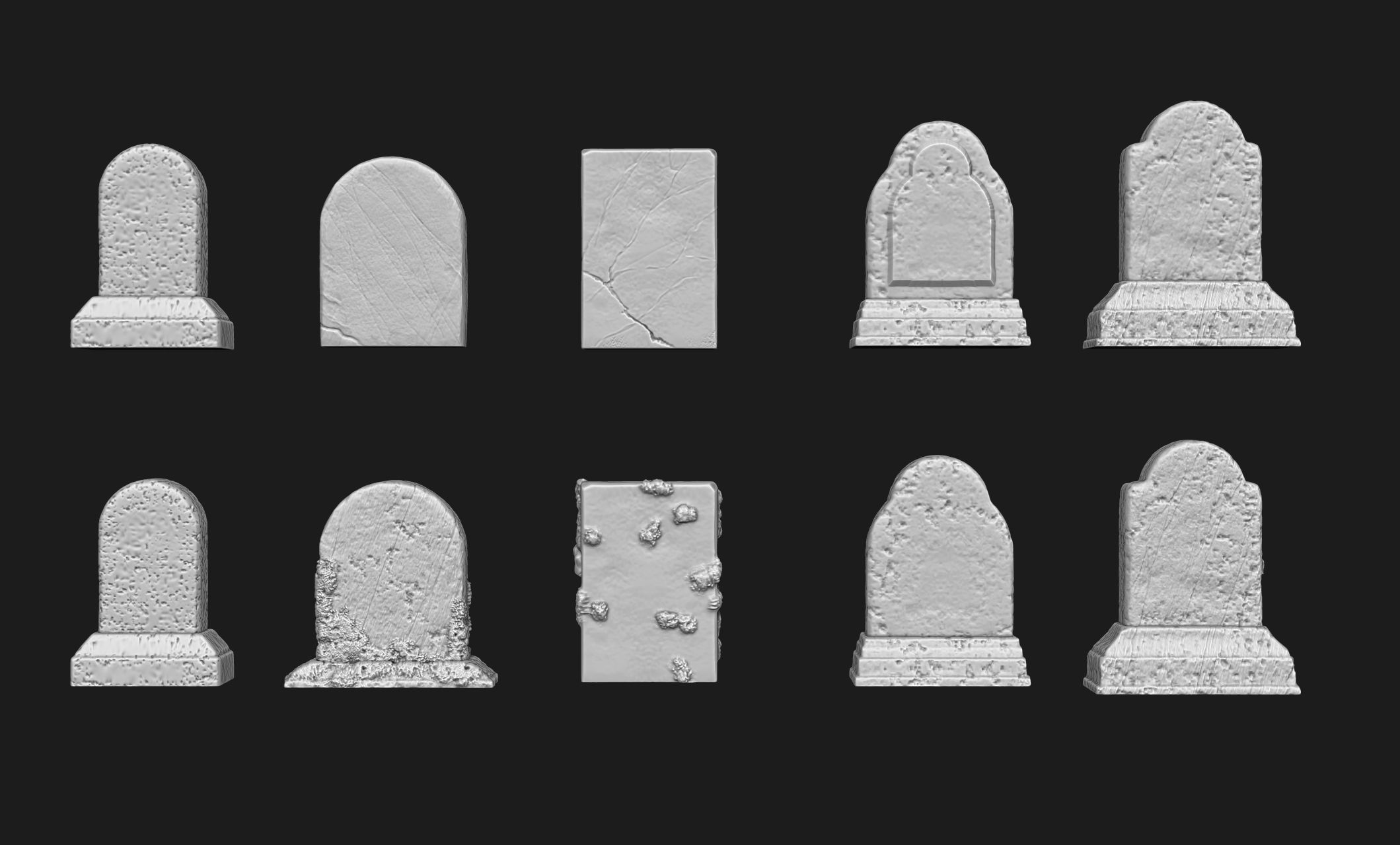 Tombstones-10 variants - 1-56 -28mm - Dioramas-Railway-Wargames Free 3D print model_1