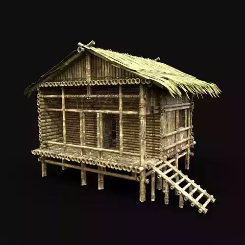BAMBOO HOUSE JUNGLE IMPROVISED SURVIVAL CASTAWAY HUT CABIN AAA Low-poly 3D model