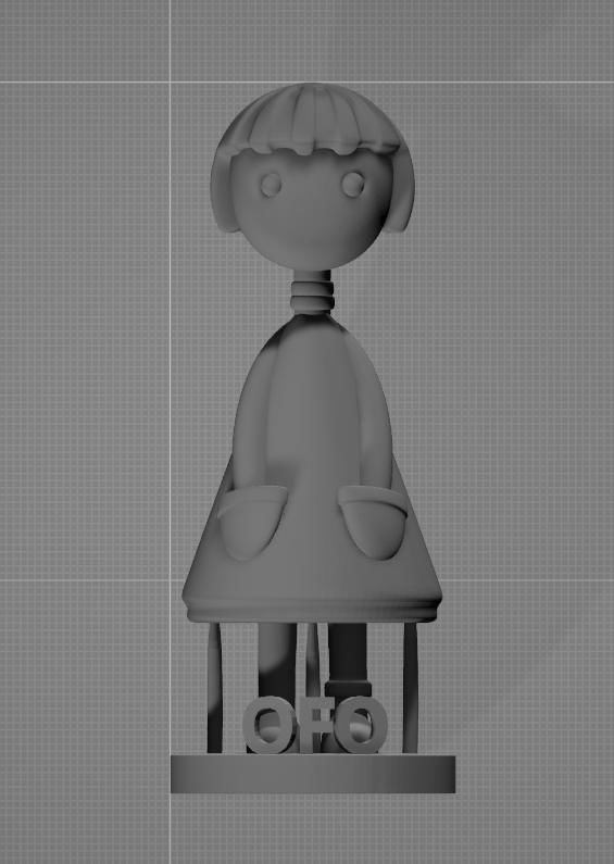 Mini-characters girl in cage 3D print model_15
