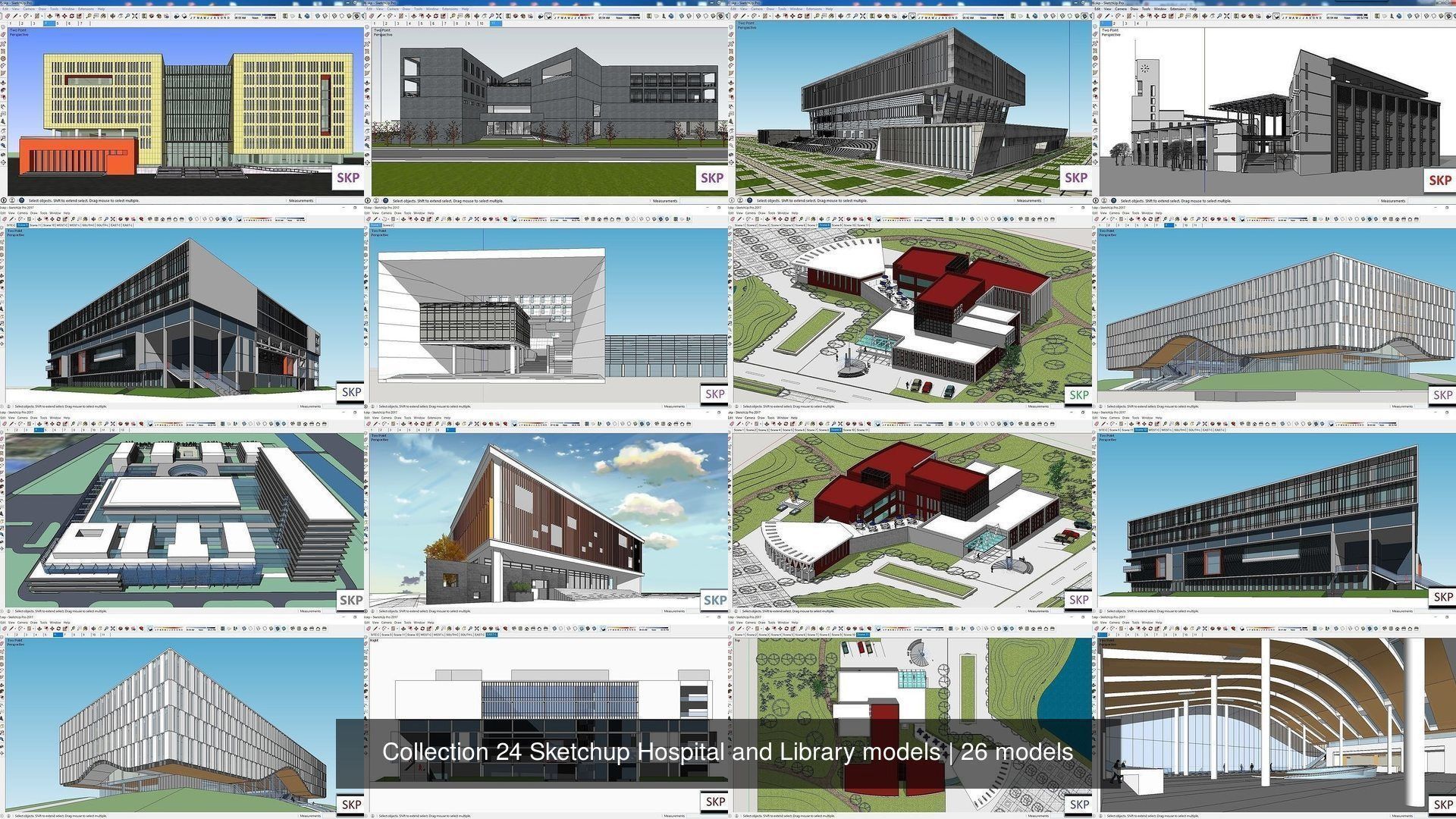 Collection 24 Sketchup Hospital and Library models _4