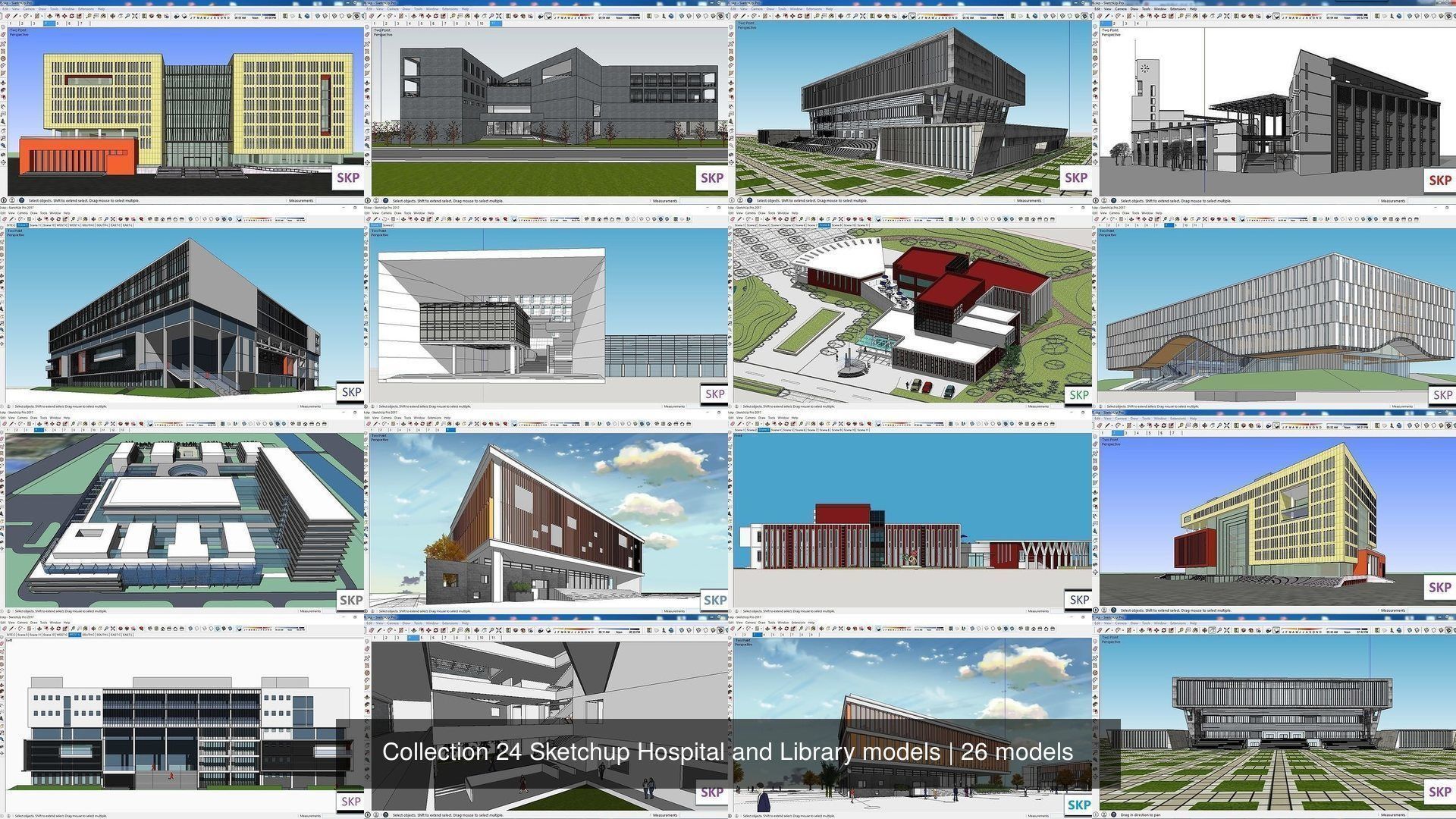 Collection 24 Sketchup Hospital and Library models _3