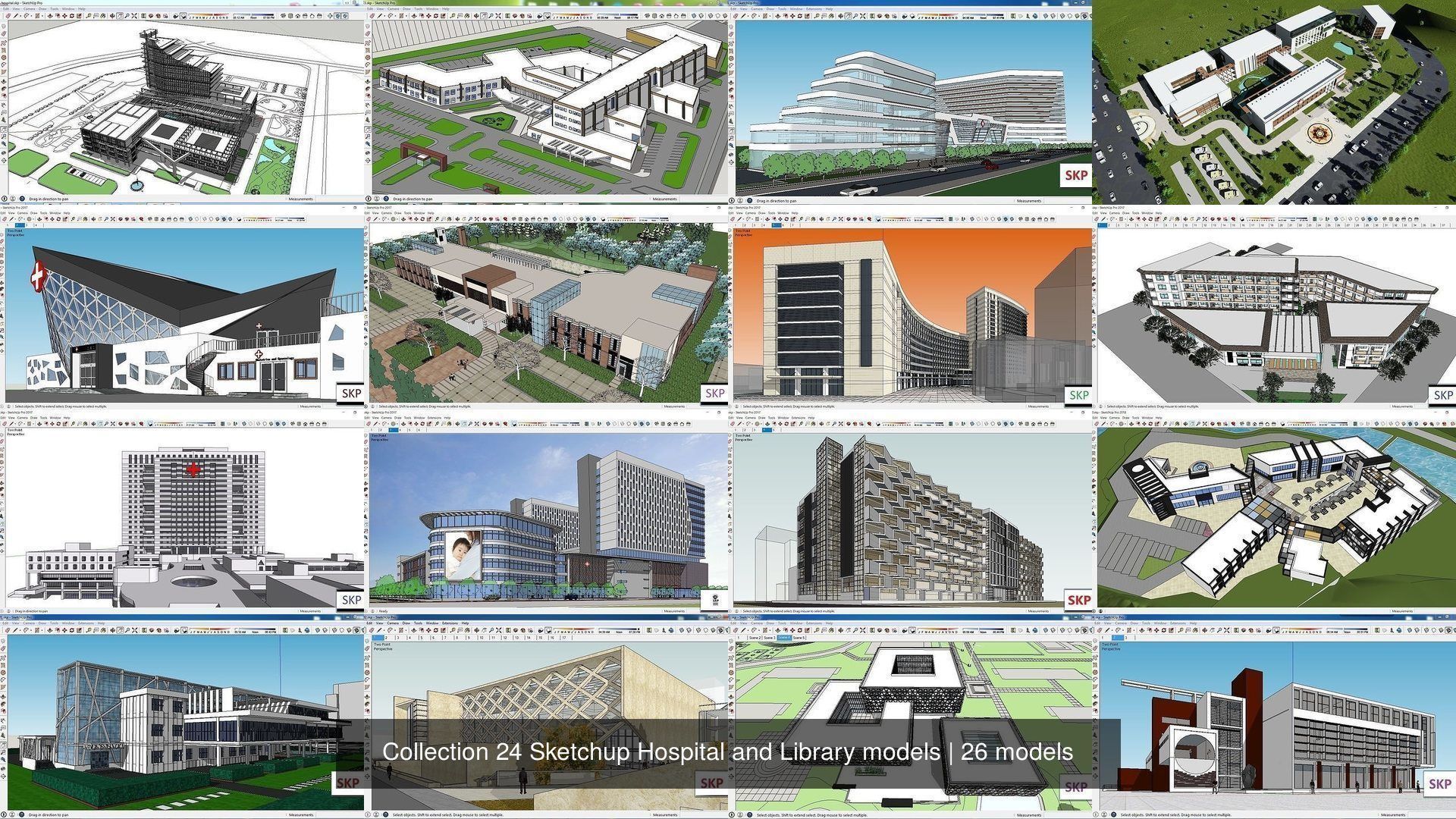 Collection 24 Sketchup Hospital and Library models _2
