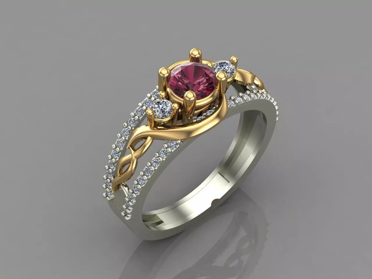 Women Ring With Stone Mix Model 3DM 5 3D print model