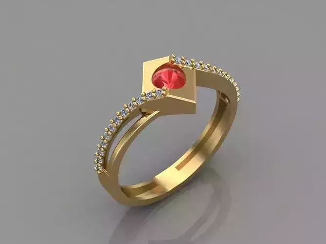 Women Ring With Stone Mix Model 3DM 2