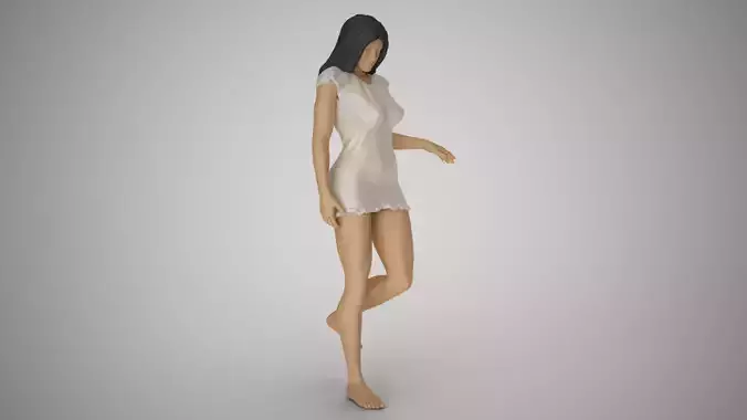 Woman Going Down Stairs 3D print model