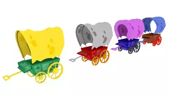 CARTOON WAGONS Low-poly 3D model
