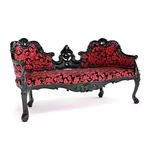 Antique Red And Black Bench