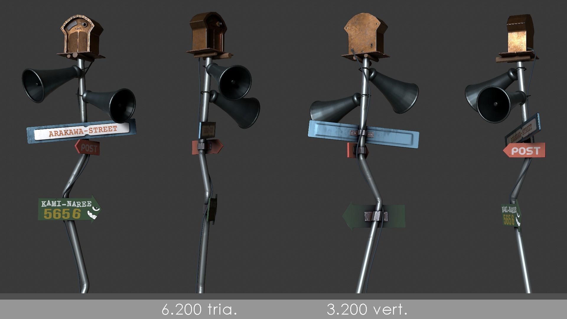 Road Sign - FULLMETAL Low-poly 3D model_8