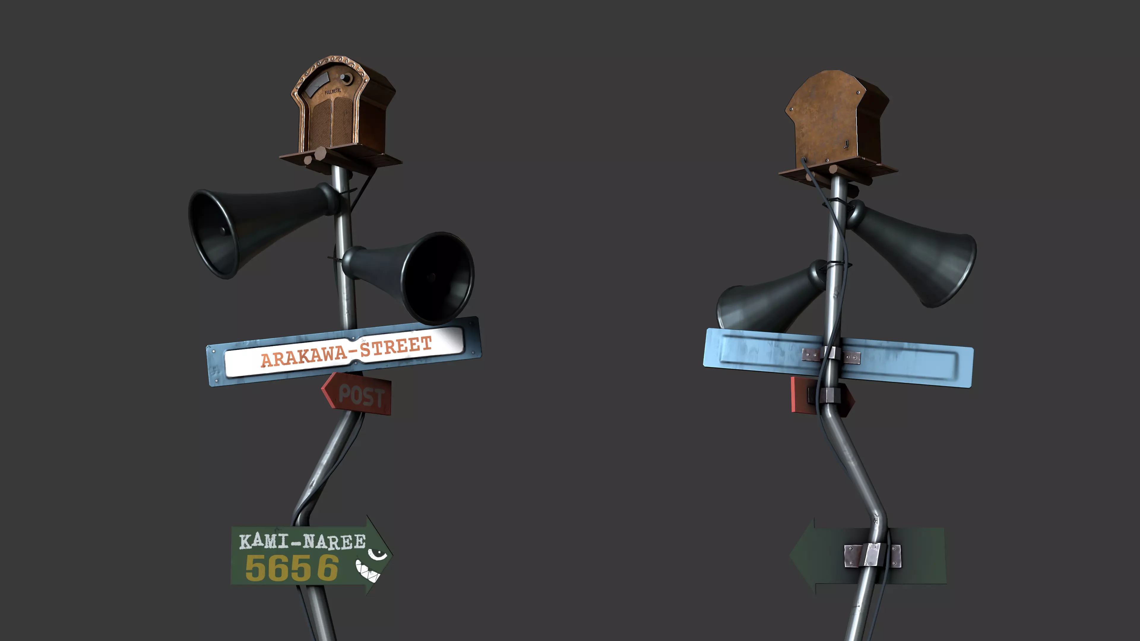 Road Sign - FULLMETAL Low-poly 3D model_0