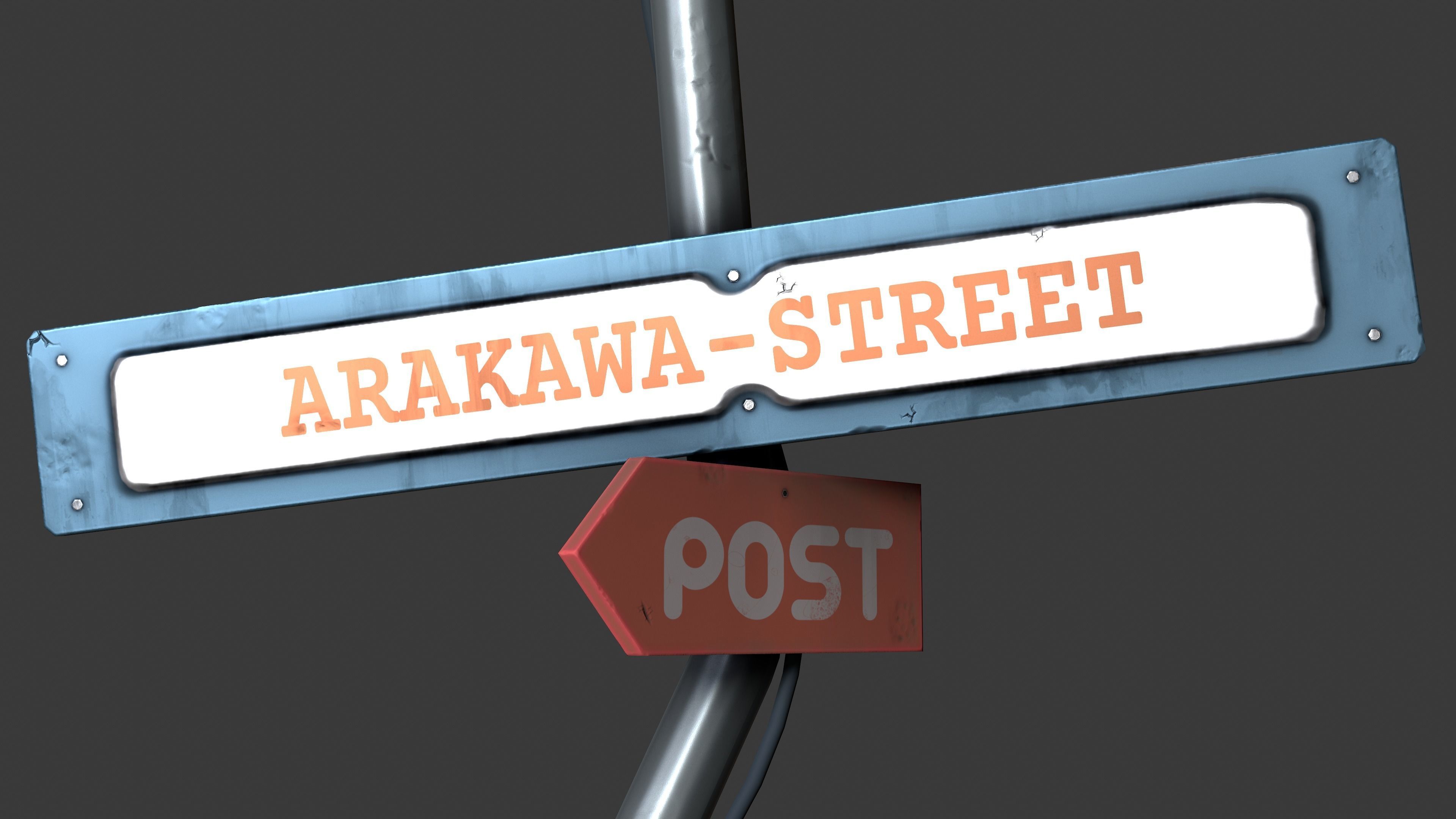 Road Sign - FULLMETAL Low-poly 3D model_2