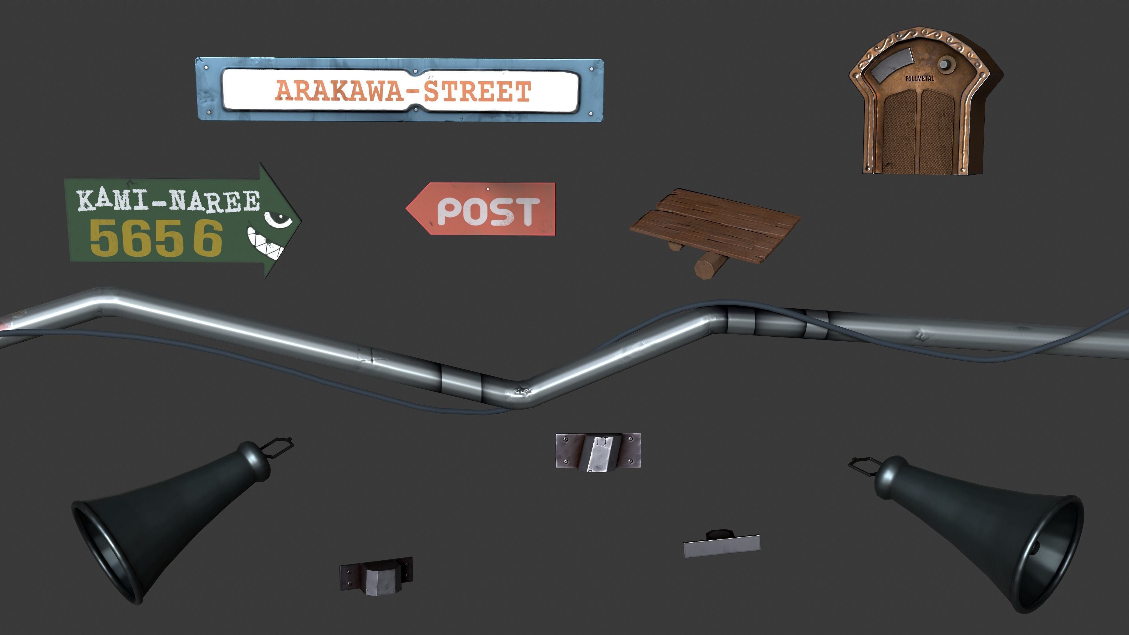 Road Sign - FULLMETAL Low-poly 3D model_9