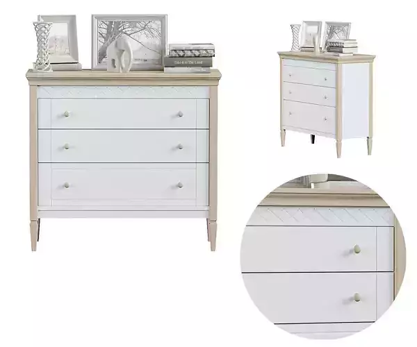 Dresser three drawer chest of drawers 3D model