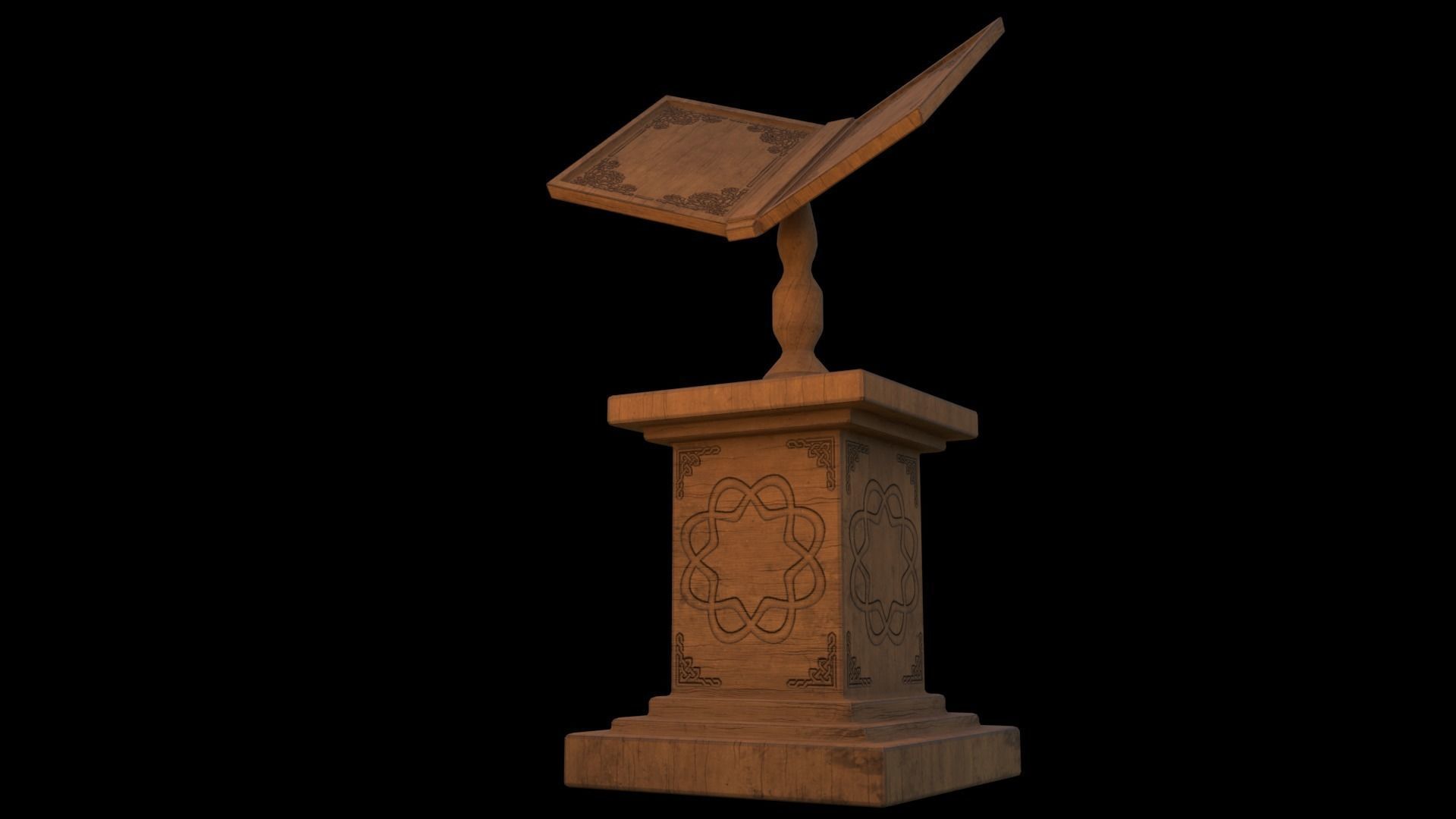 Old book stand Low-poly 3D model_4