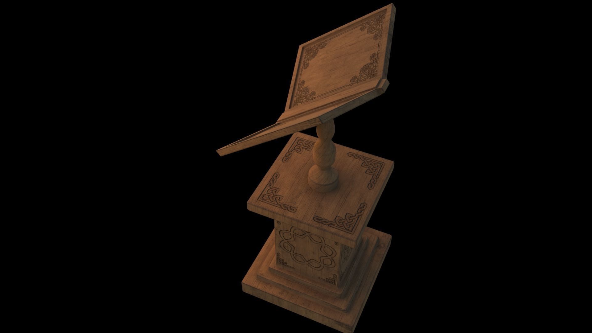 Old book stand Low-poly 3D model_2