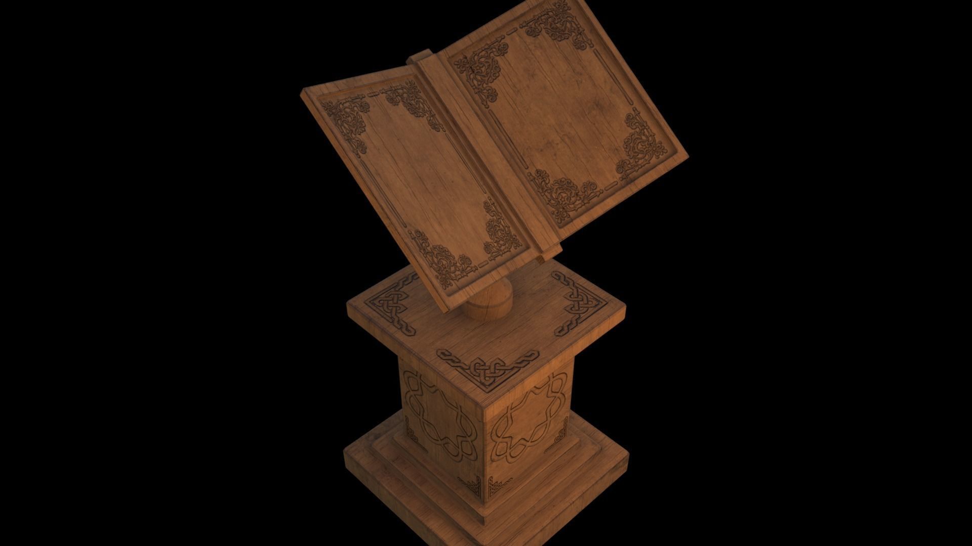 Old book stand Low-poly 3D model_5