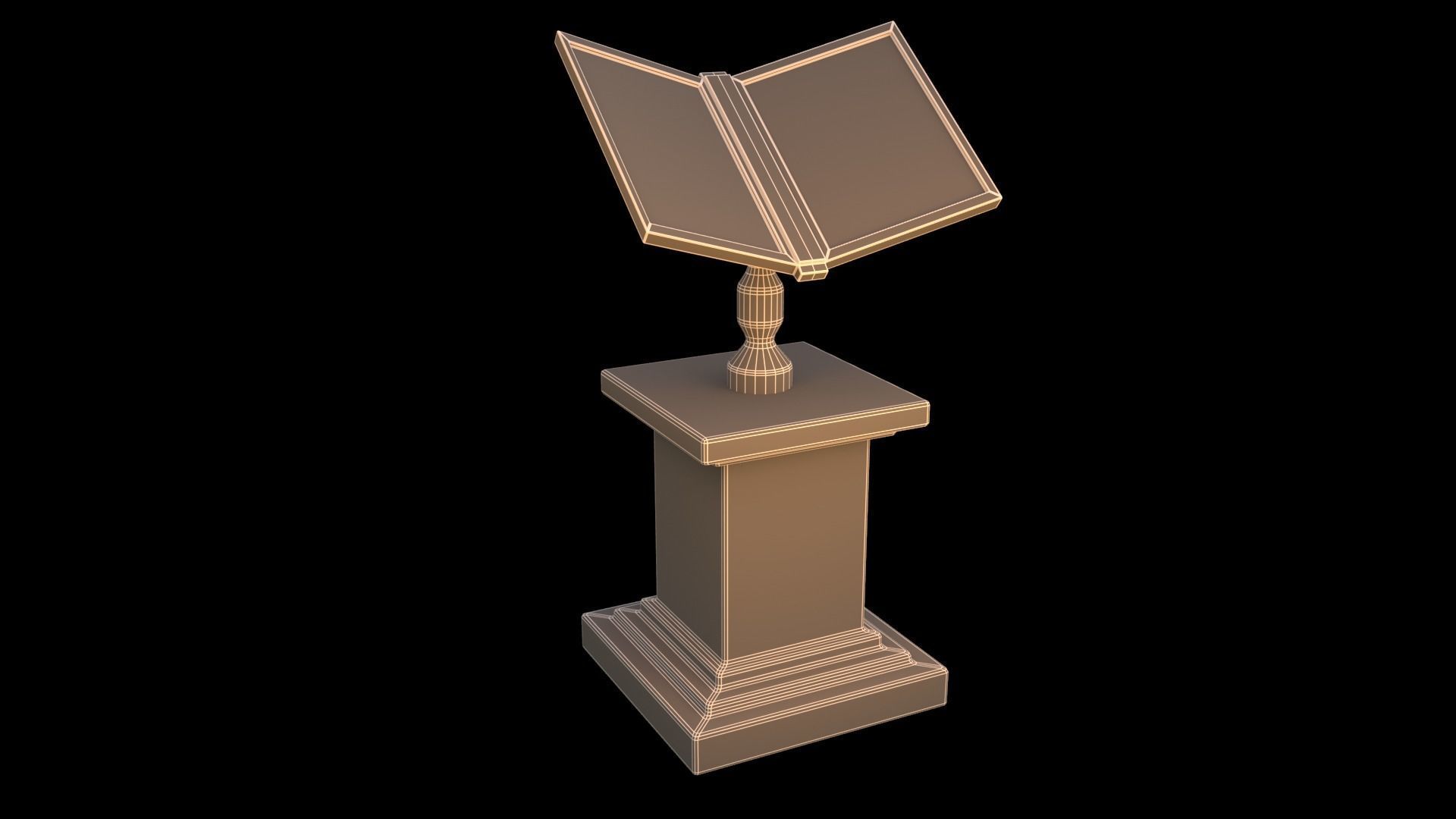 Old book stand Low-poly 3D model_3