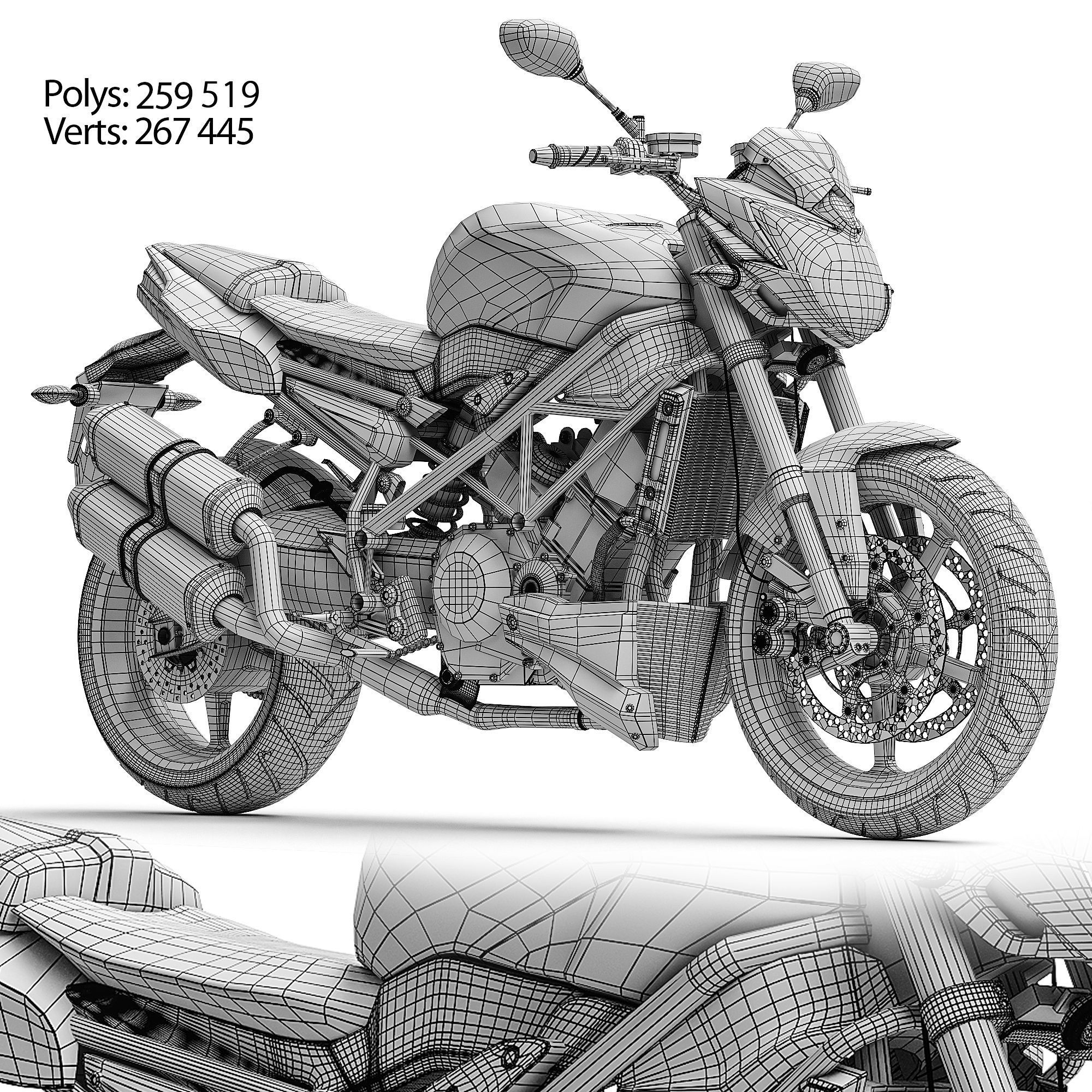 Ducati StreetFighter Low-poly 3D model_5