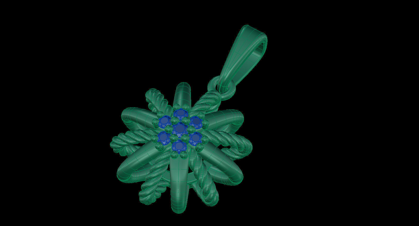 Starburst Pendant with Diamonds size 10 mm 3D print model_8