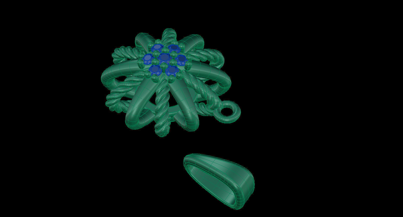 Starburst Pendant with Diamonds size 10 mm 3D print model_10