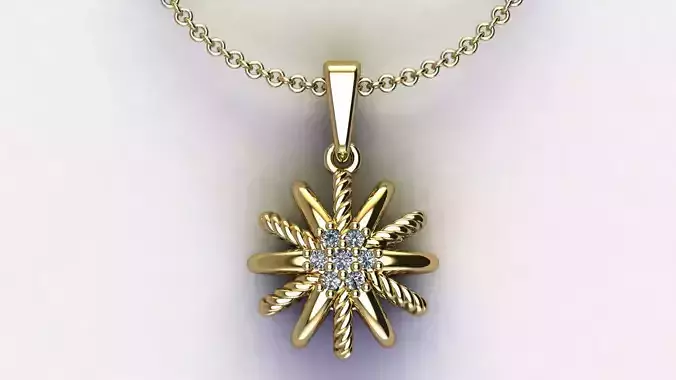Starburst Pendant with Diamonds size 10 mm