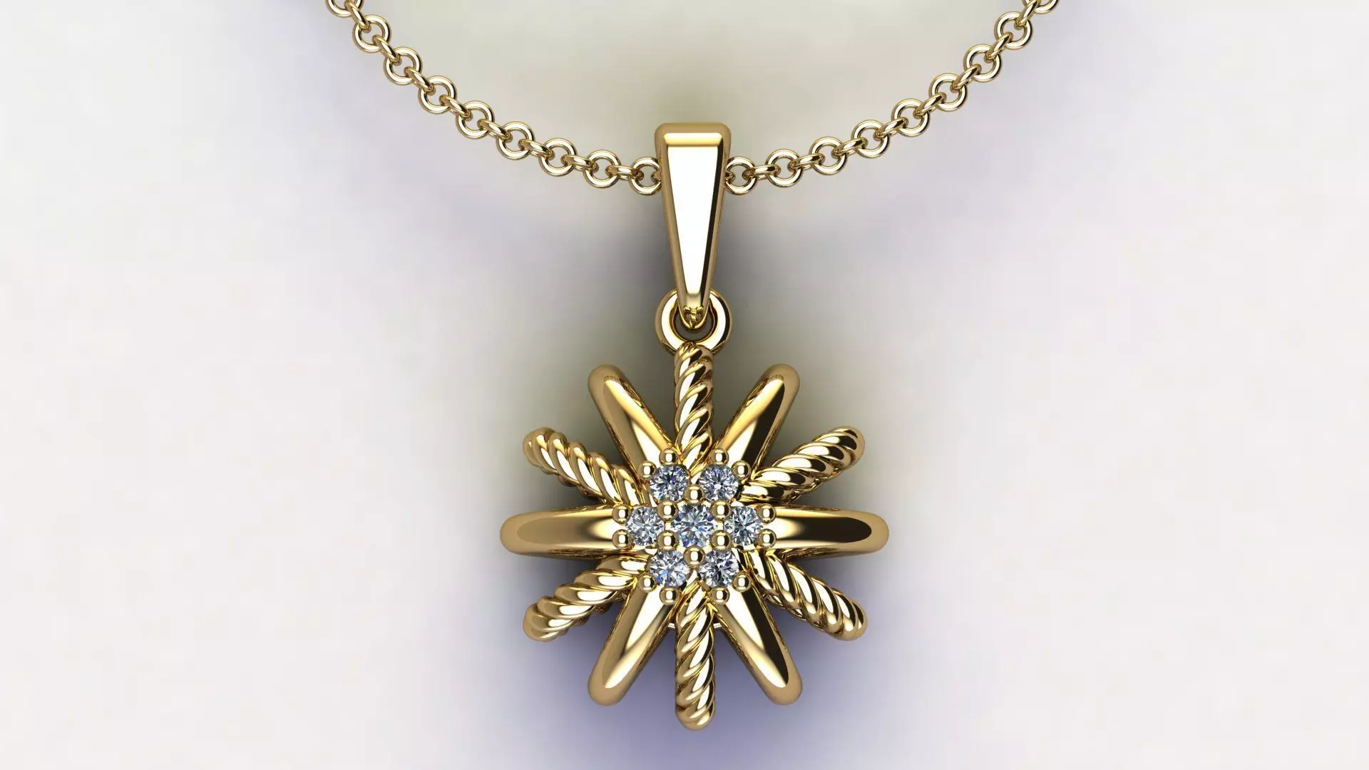 Starburst Pendant with Diamonds size 10 mm 3D print model_0
