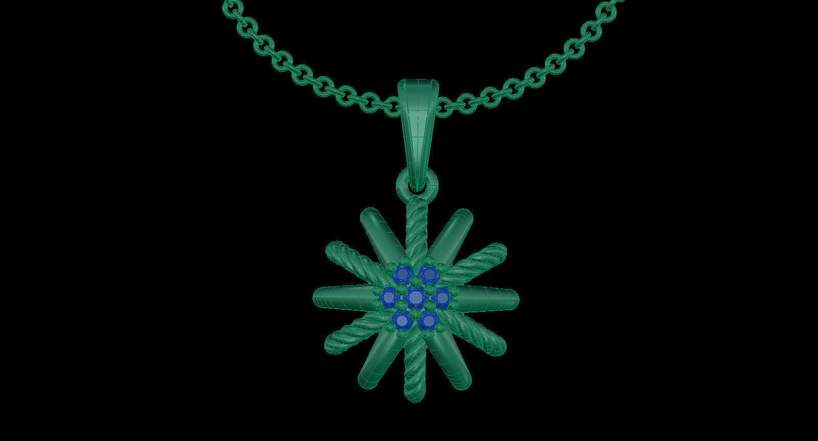 Starburst Pendant with Diamonds size 10 mm 3D print model_6