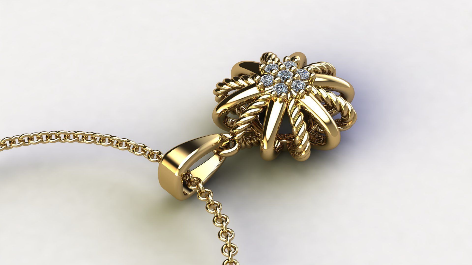 Starburst Pendant with Diamonds size 10 mm 3D print model_3