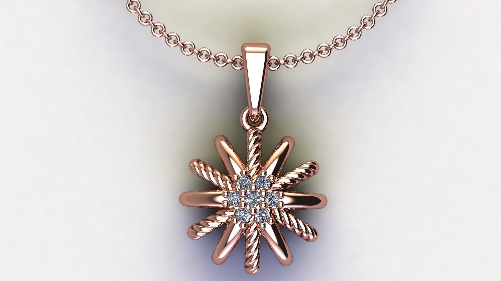 Starburst Pendant with Diamonds size 10 mm 3D print model_5