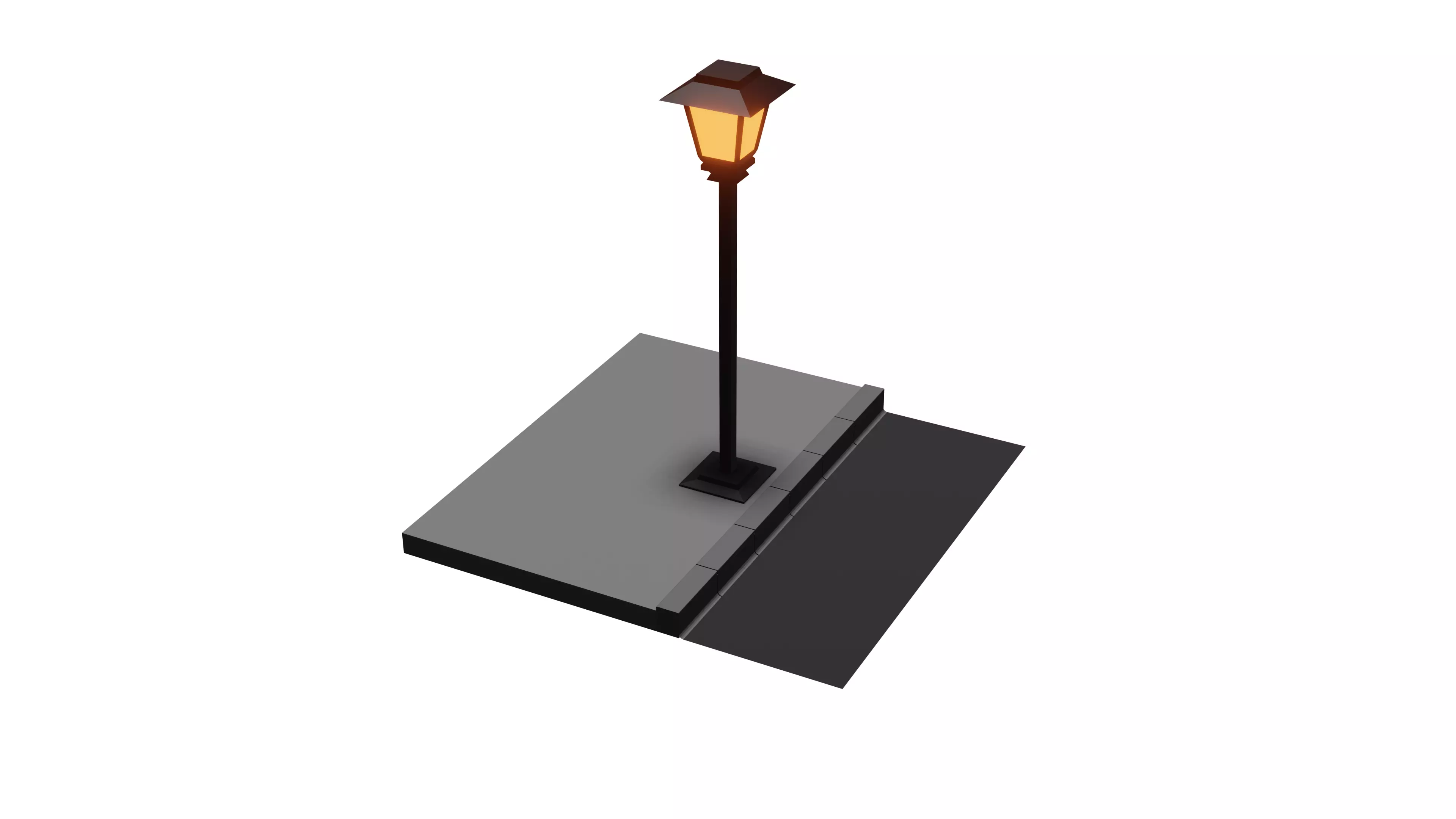 Simple Street Lamp Low-poly 3D model_0