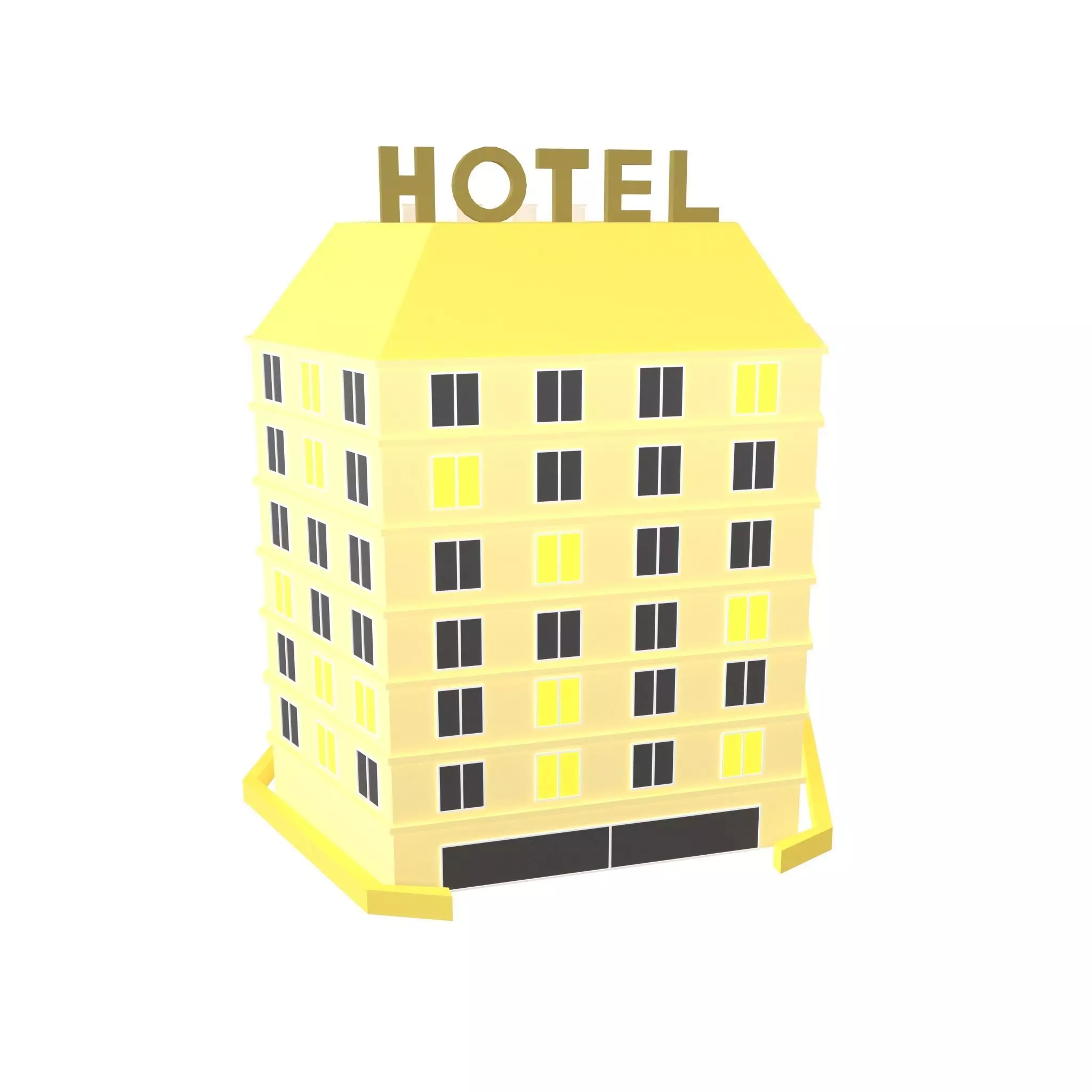 Low Poly Hotel v1 003 Low-poly 3D model