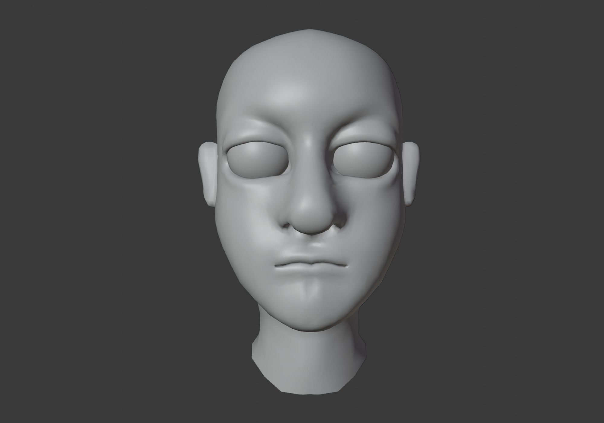 cartoon male head with inner mouth Low-poly 3D model_5