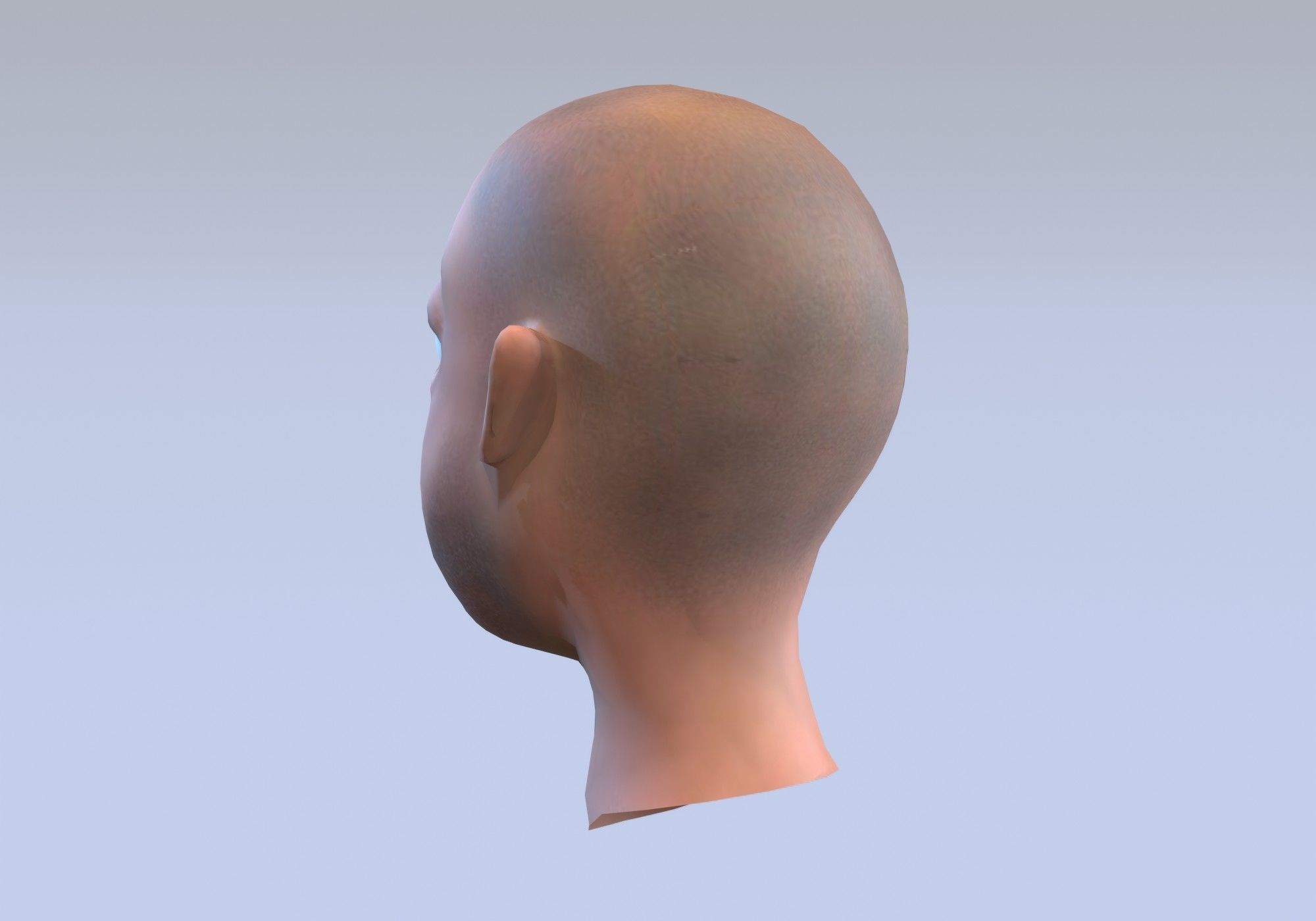cartoon male head with inner mouth Low-poly 3D model_3