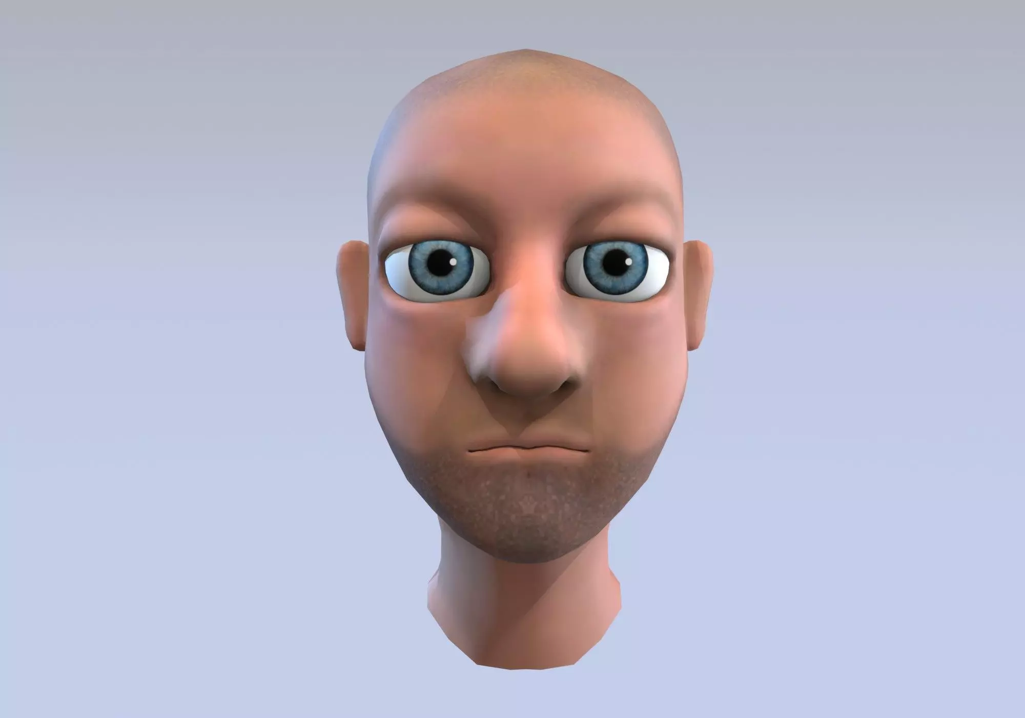 cartoon male head with inner mouth Low-poly 3D model_0