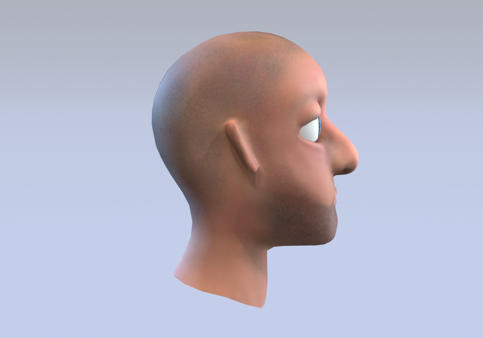 cartoon male head with inner mouth Low-poly 3D model_1