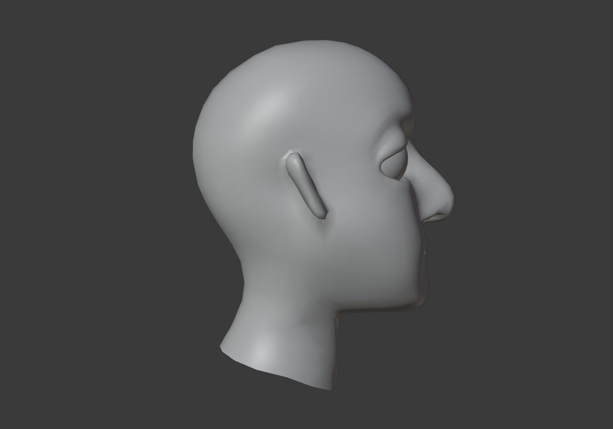 cartoon male head with inner mouth Low-poly 3D model_6
