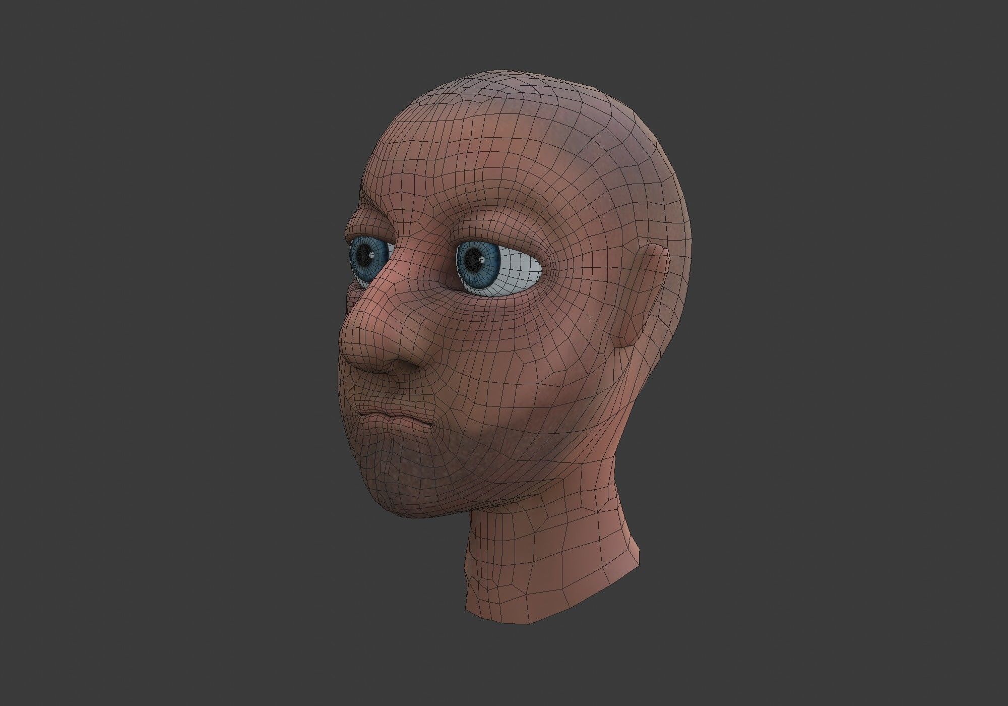 cartoon male head with inner mouth Low-poly 3D model_12