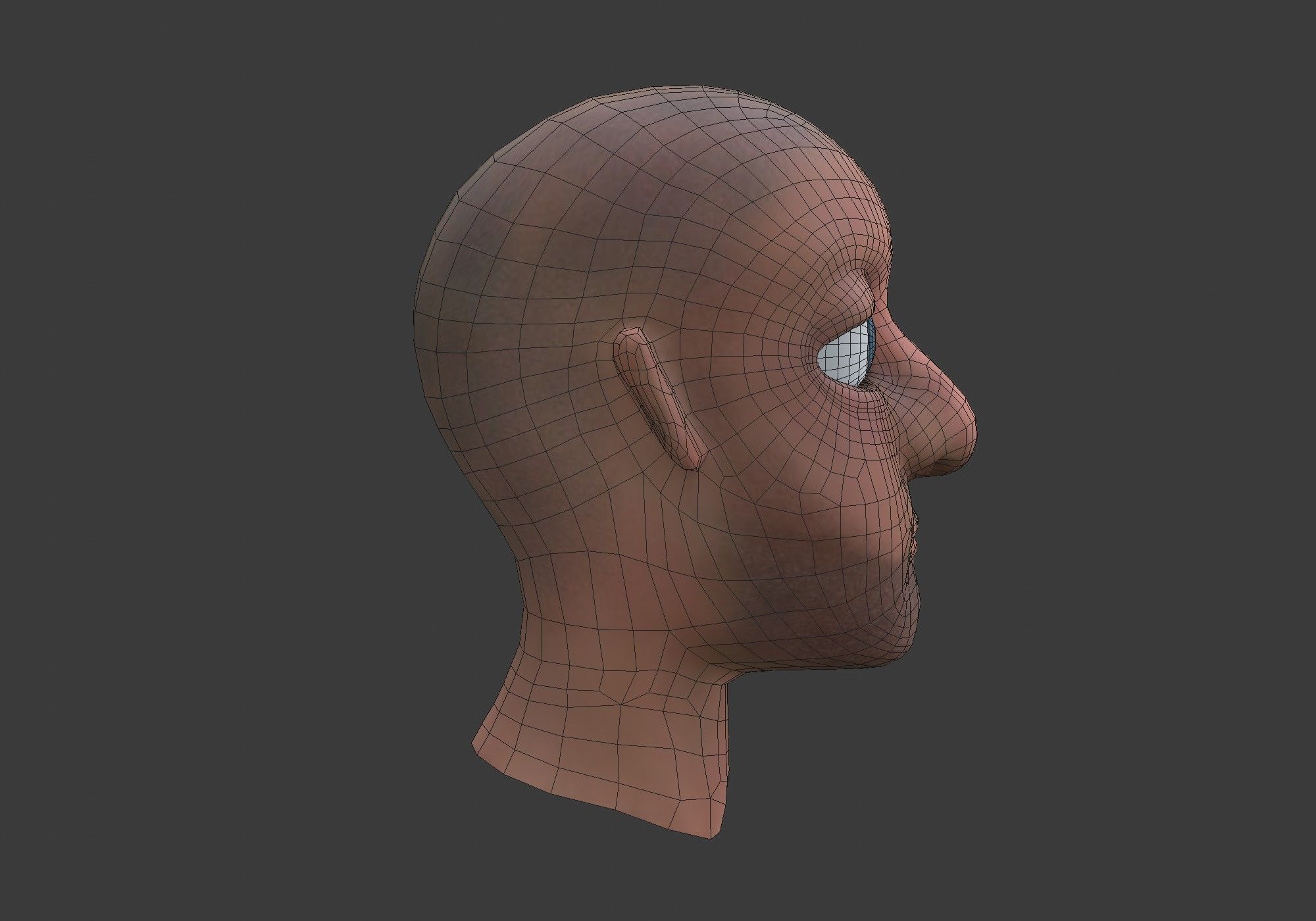 cartoon male head with inner mouth Low-poly 3D model_9