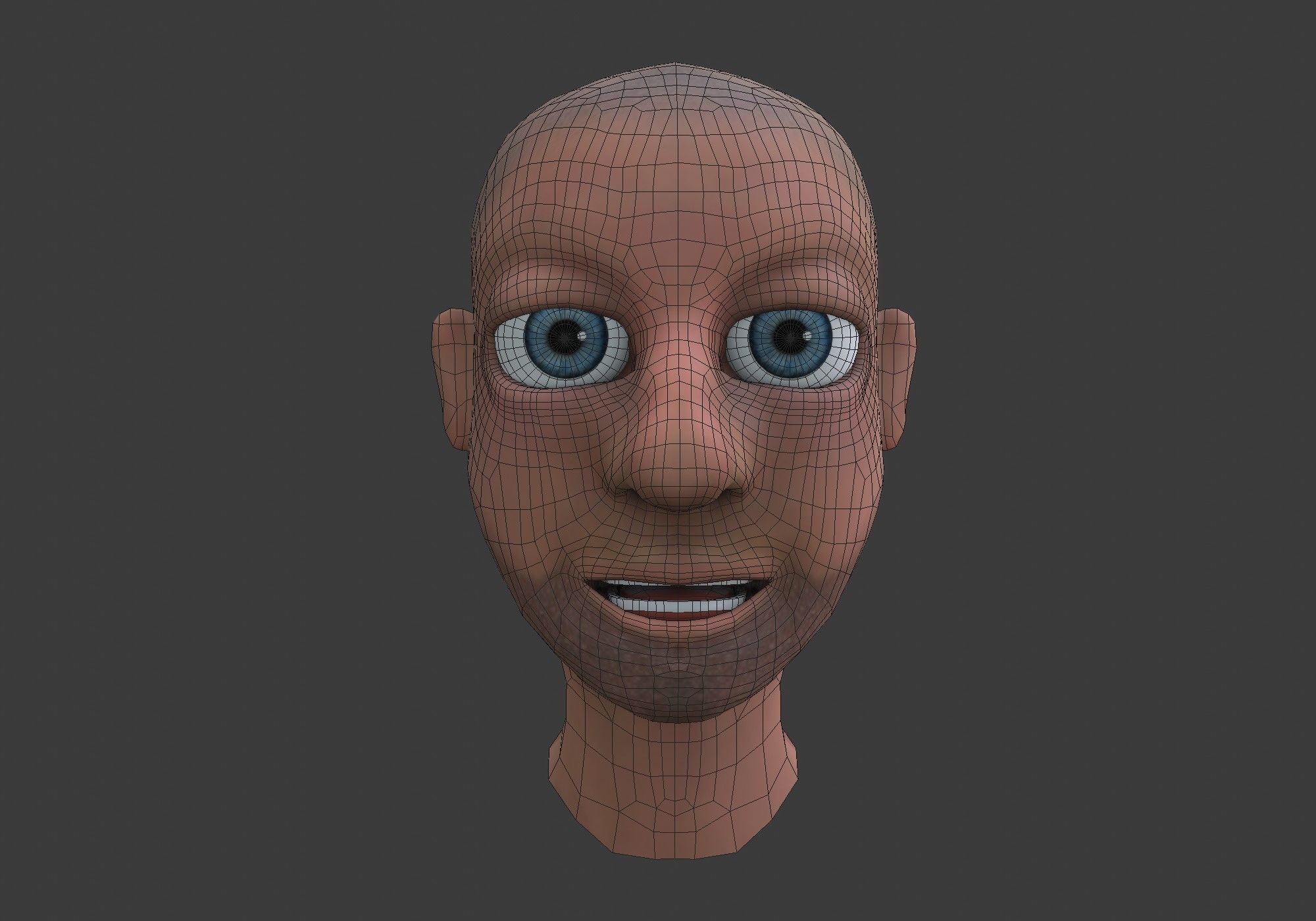 cartoon male head with inner mouth Low-poly 3D model_13