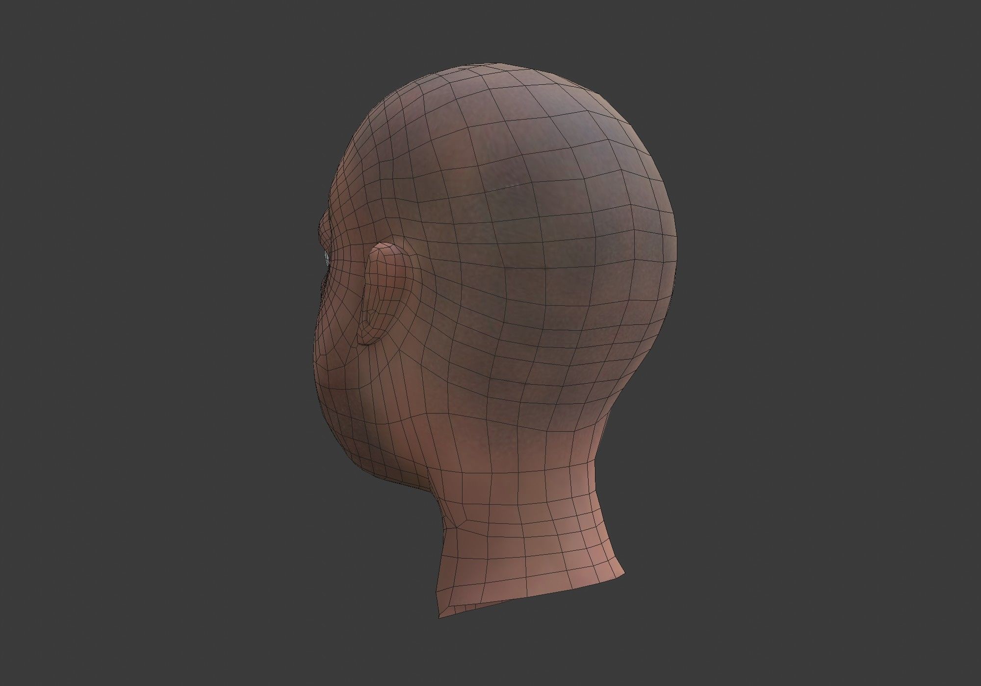 cartoon male head with inner mouth Low-poly 3D model_11