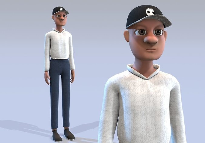 soccer man character Low-poly 3D model