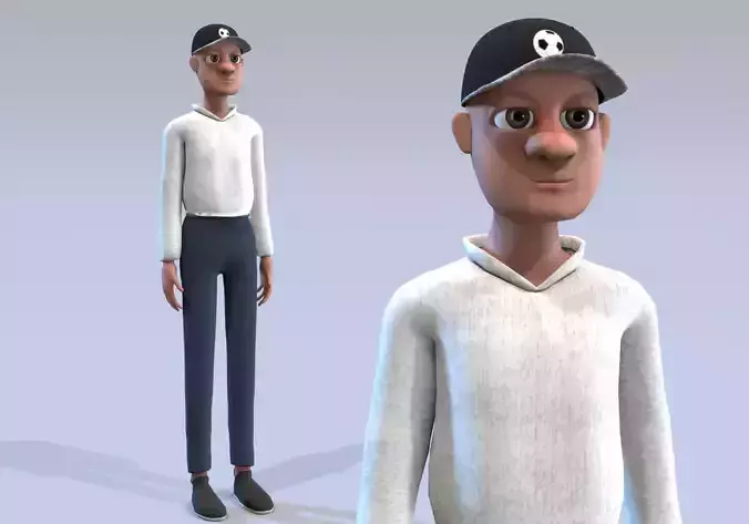soccer man character Low-poly 3D model