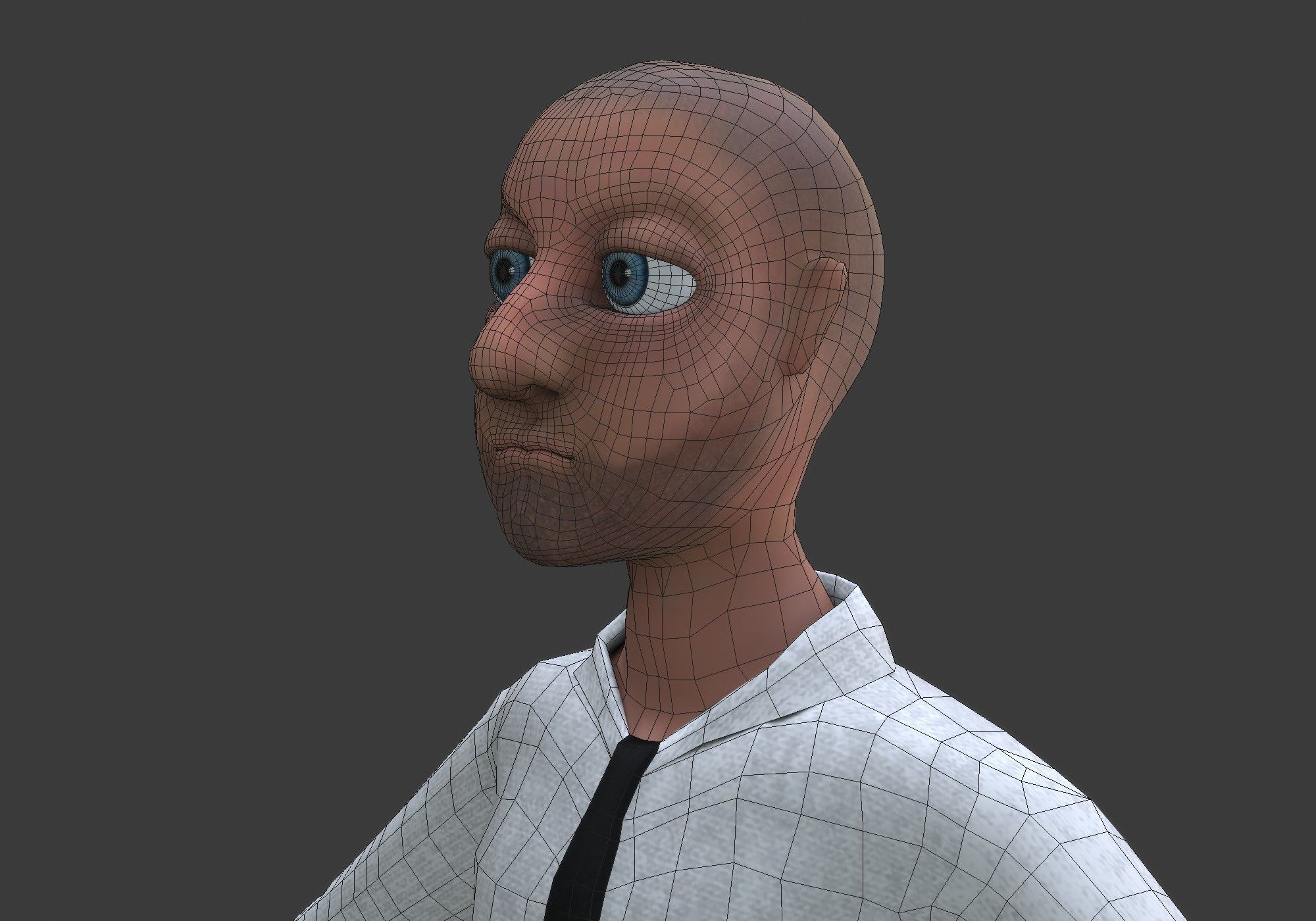 cartoon man with tie Low-poly 3D model_16