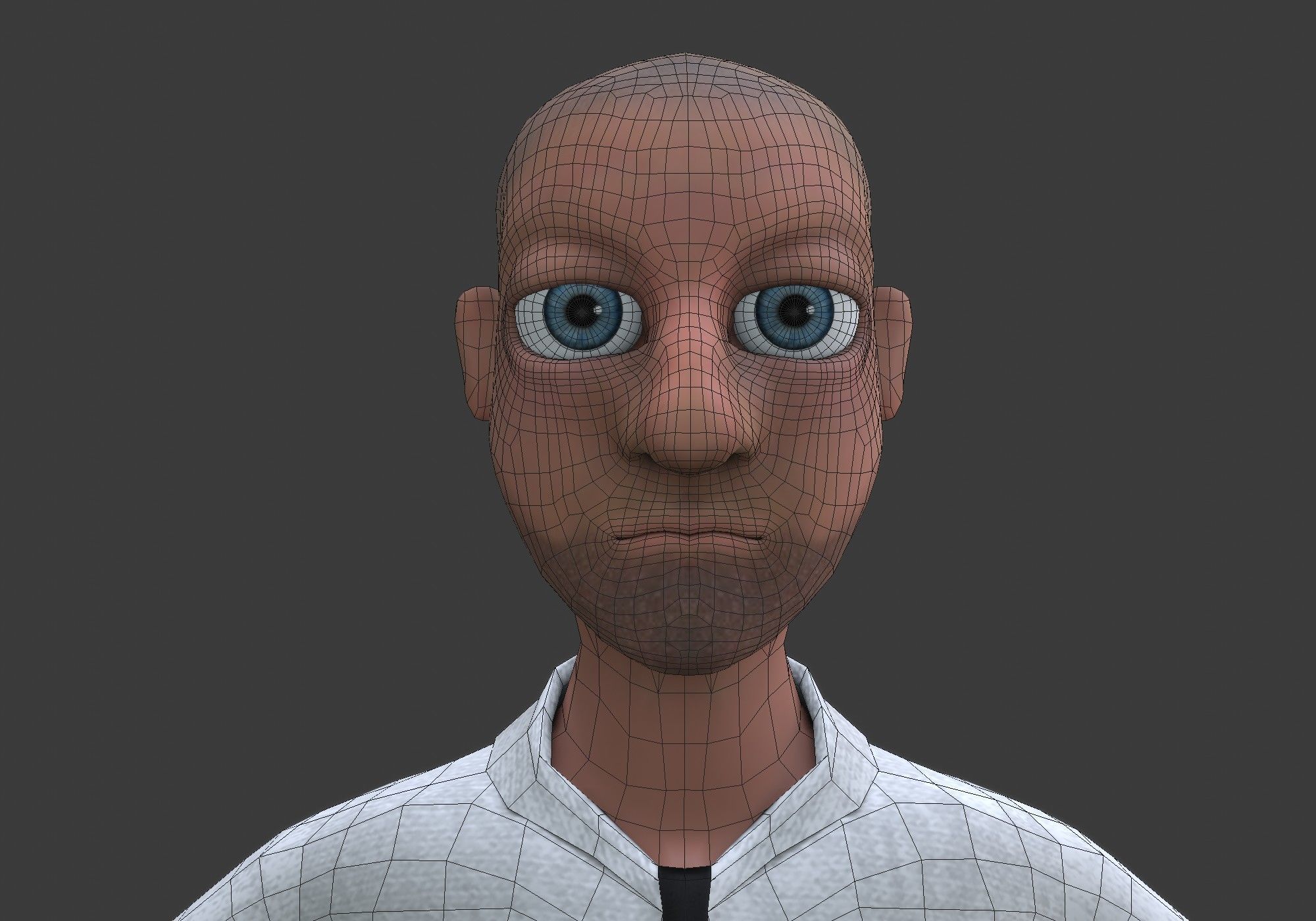 cartoon man with tie Low-poly 3D model_18