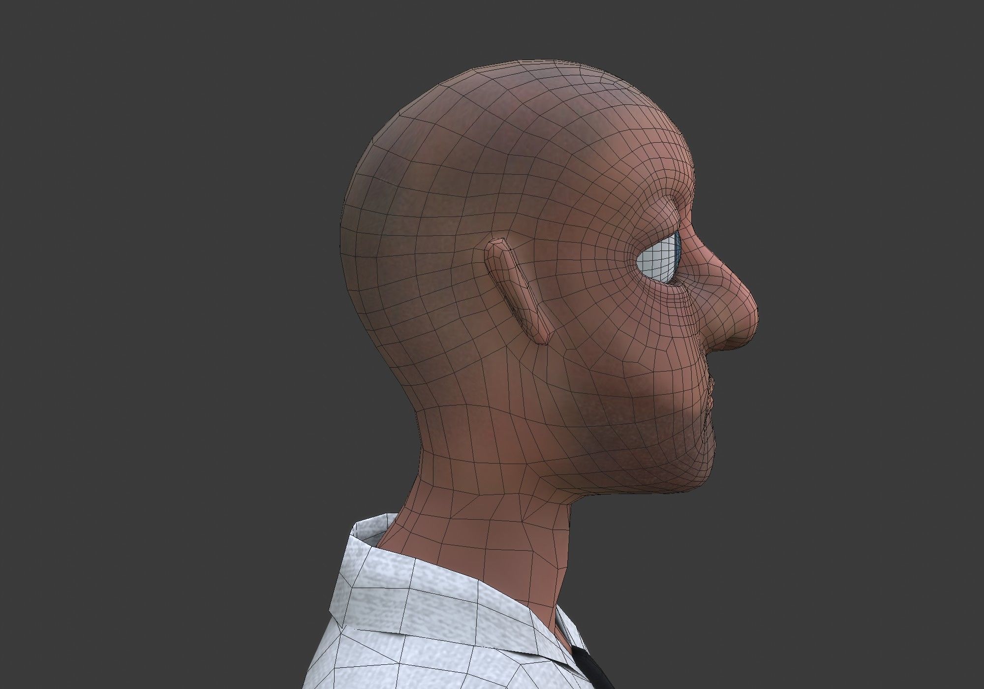 cartoon man with tie Low-poly 3D model_17