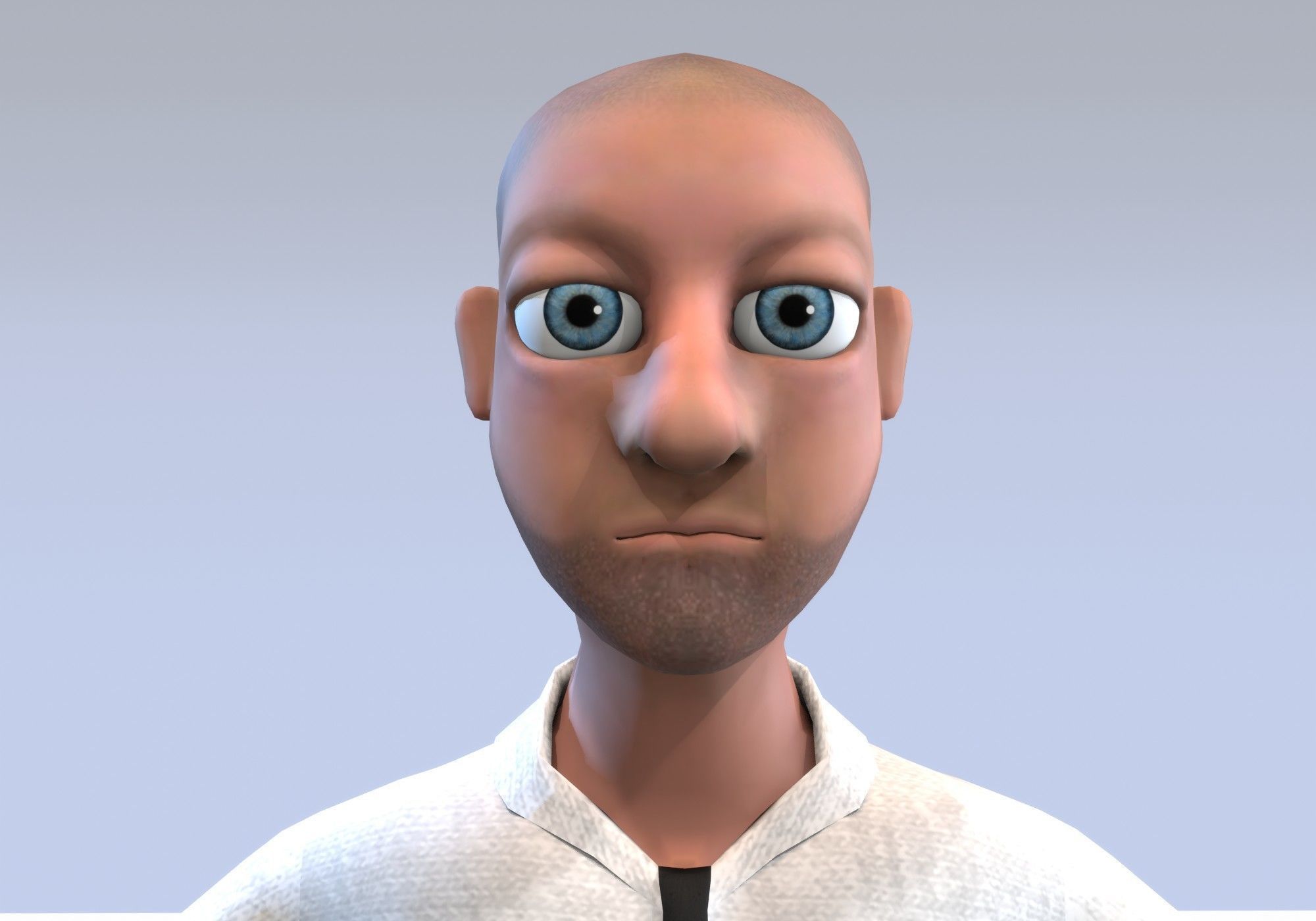 cartoon man with tie Low-poly 3D model_6