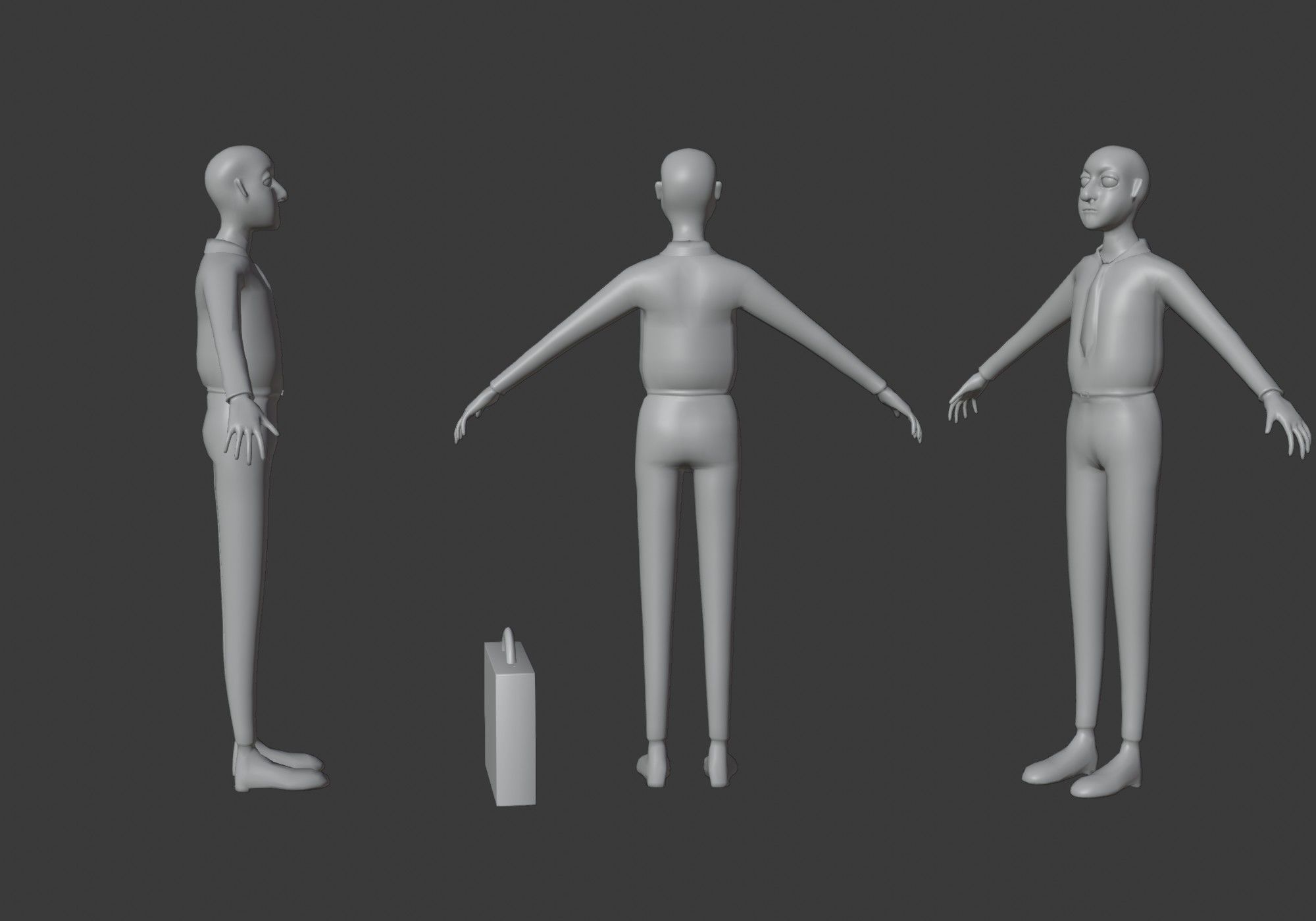 cartoon man with tie Low-poly 3D model_11